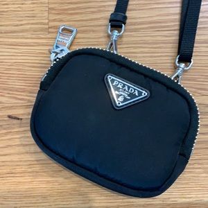Prada Logo Zipper Coin Pouch (Nylon)